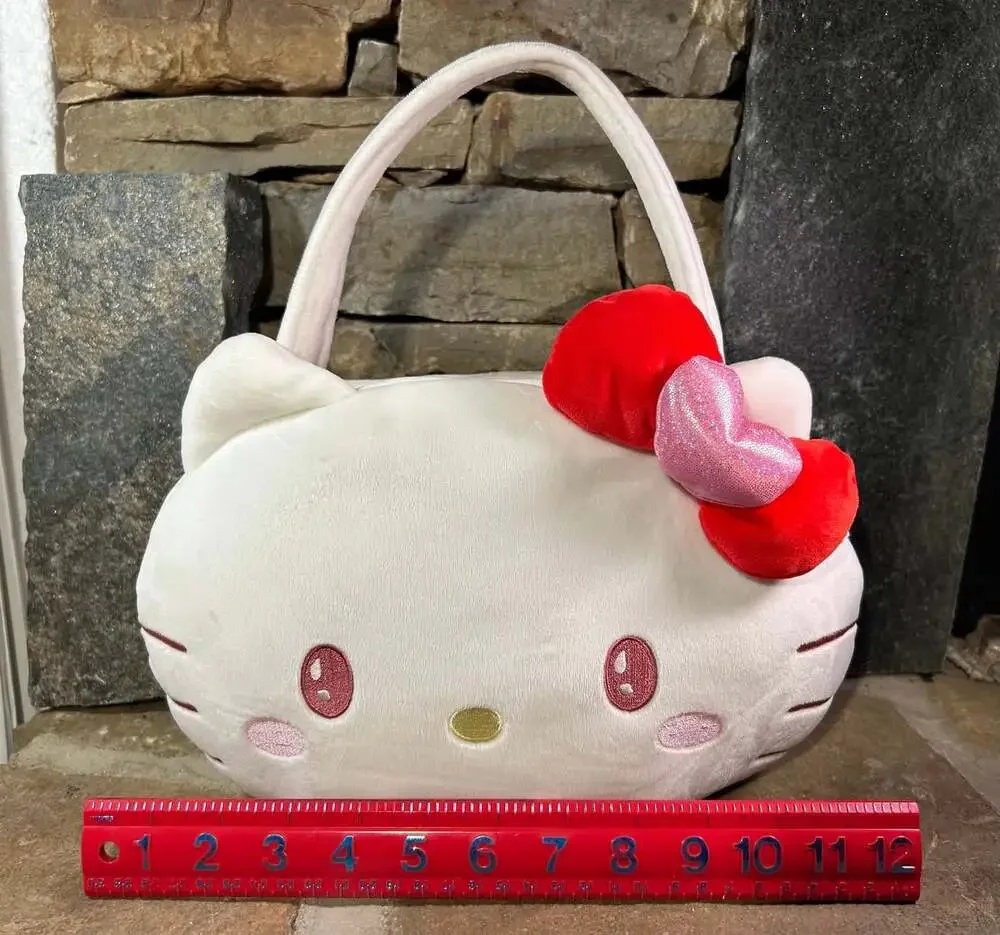 Hello Kitty Sanrio White with pink eyes and red bow plush purse